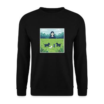 Girl with dog and sheep in green nature - Unisex Sweatshirt - black - Front - Alina (178cm) & Michal (187cm)