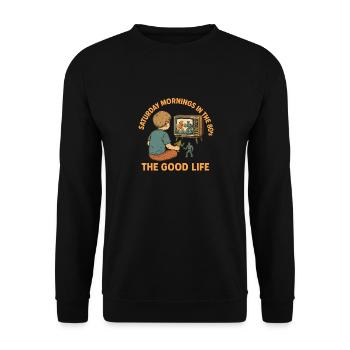 Saturday Mornings in the 80s – Retro Design - Unisex Sweatshirt - black - Front - Alina (178cm) & Michal (187cm)