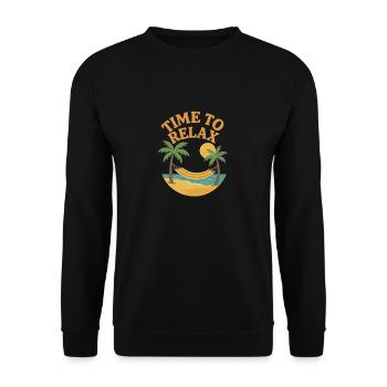 Zeit zum Entspannen am Ozean - Unisex Pullover - Schwarz - Vorne - Alina (178cm) & Michal (187cm)