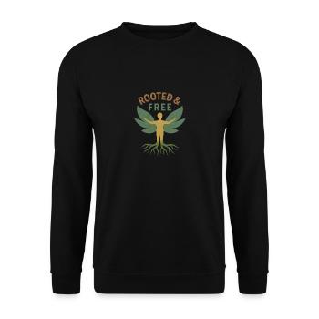 Rooted and Free - Unisex Pullover - Schwarz - Vorne - Alina (178cm) & Michal (187cm)
