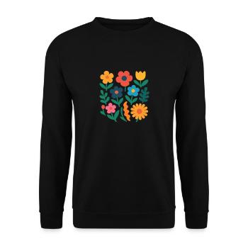 Bloody Vibes - Flache Designblumen - Unisex Pullover - Schwarz - Vorne - Alina (178cm) & Michal (187cm)
