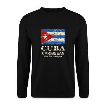 Cuba Flag - Vintage Look - Unisex Pullover - Schwarz - Vorne - Alina (178cm) & Michal (187cm)