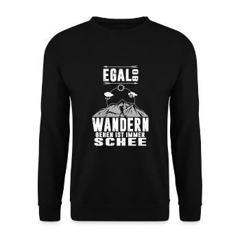 Egal ob Sonne Regen oder Schnee - Wandern - Unisex Pullover - Schwarz - Vorne - Alina (178cm) & Michal (187cm)