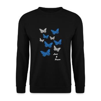 Schmetterlinge butterflies bayern love and peace - Unisex Pullover - Schwarz - Vorne - Alina (178cm) & Michal (187cm)