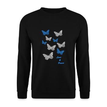 Butterflies Schmetterlinge - Unisex Pullover - Schwarz - Vorne - Alina (178cm) & Michal (187cm)