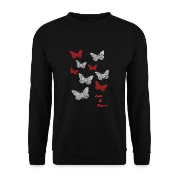 Schmetterlinge butterflies love and peace - Unisex Pullover - Schwarz - Vorne - Alina (178cm) & Michal (187cm)