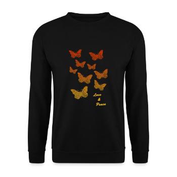 butterflies Schmetterlinge love & peace - Unisex Pullover - Schwarz - Vorne - Alina (178cm) & Michal (187cm)