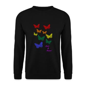 lgbtq butterflies Pride love and peace - Unisex Pullover - Schwarz - Vorne - Alina (178cm) & Michal (187cm)