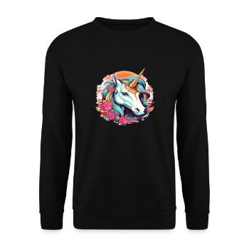 Licorne fleur - Sweat-shirt Unisexe - noir - Devant - Alina (178cm) & Michal (187cm)