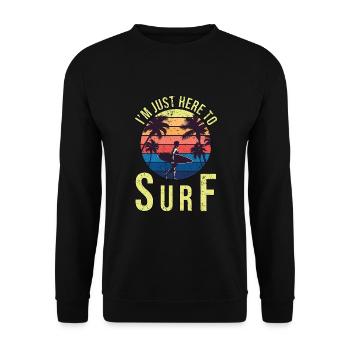 Ich bin nur hier um zu Surfen - Unisex Pullover - Schwarz - Vorne - Alina (178cm) & Michal (187cm)