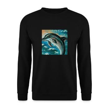 Delfin - Unisex Pullover - Schwarz - Vorne - Alina (178cm) & Michal (187cm)