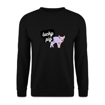 Cochon chanceux / porcelet mignon de la ferme - Sweat-shirt Unisexe - noir - Devant - Alina (178cm) & Michal (187cm)