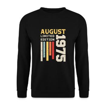 August 1975 - Geburtstagsgeschenk August 1975 August - Unisex Pullover - Schwarz - Vorne - Alina (178cm) & Michal (187cm)