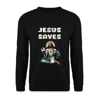 Jésus Football Cadeau Drôle Football Dieu Jésus Citation - Sweat-shirt Unisexe - noir - Devant - Alina (178cm) & Michal (187cm)