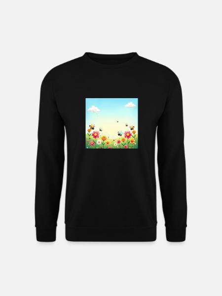 Forår farverig insektparade – Sea of Flowers Sun - Unisex sweater - sort