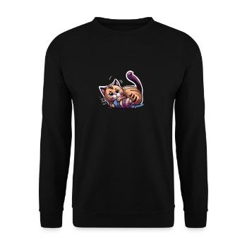 Chat jouant avec de la laine (Collection d’animaux magiques) - Sweat-shirt Unisexe - noir - Devant - Alina (178cm) & Michal (187cm)