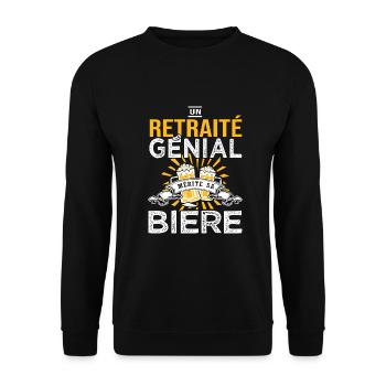 Retraité et Bière cadeau retraite humour retraité - Sweat-shirt Unisexe - noir - Devant - Alina (178cm) & Michal (187cm)