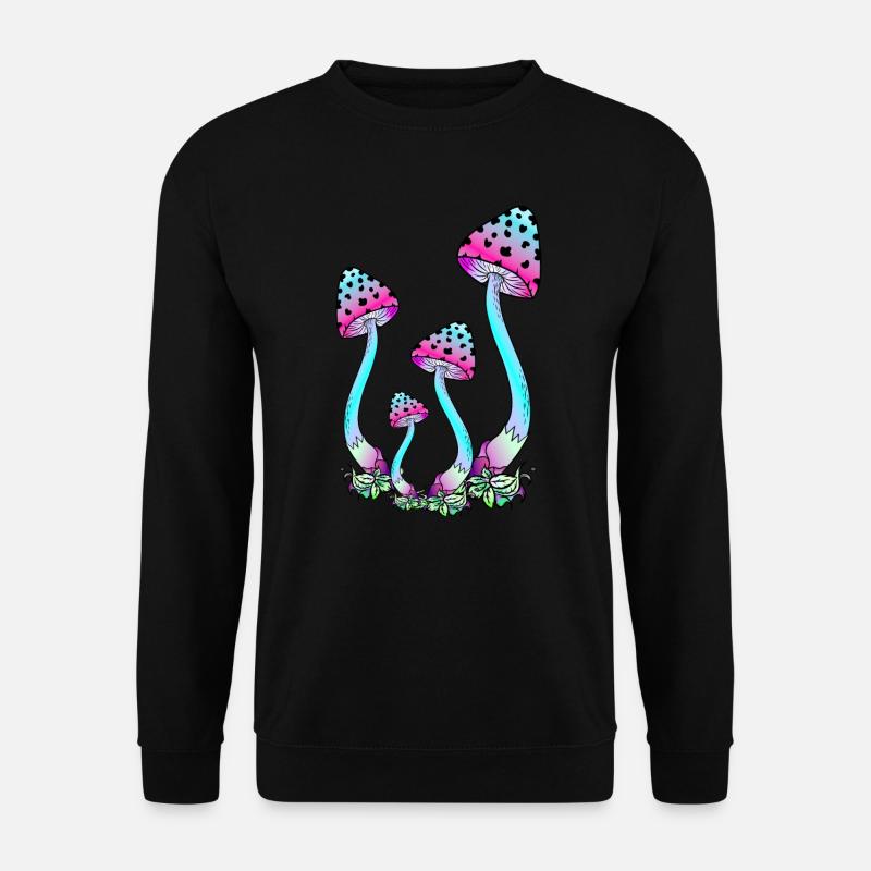 Neonfarbende Pilze psychedelische Pilzkunst - Unisex Pullover - Schwarz