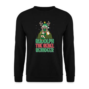 Rudolf The Rebel Reindeer - Unisex Sweatshirt - black - Front - Alina (178cm) & Michal (187cm)