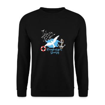 hamburger deern,name,möwen,hamburg,anker,vögel - Unisex Pullover - Schwarz - Vorne - Alina (178cm) & Michal (187cm)