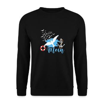 Moin,name,möwen,hamburg,anker,vögel - Unisex Pullover - Schwarz - Vorne - Alina (178cm) & Michal (187cm)