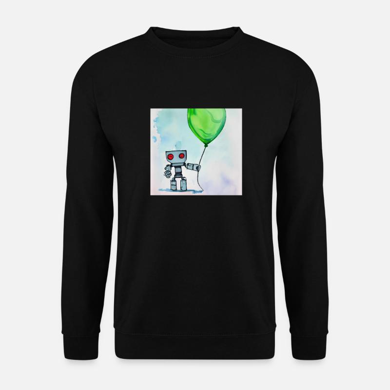 Roboter mit Ballon - Unisex Pullover - Schwarz