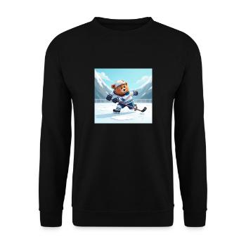 Polar bear playing hockey in winter - Unisex Sweatshirt - black - Front - Alina (178cm) & Michal (187cm)