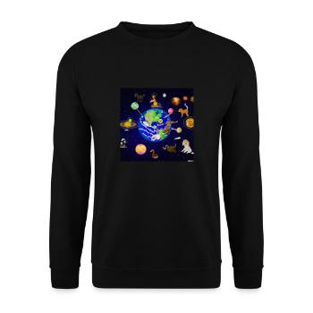 Weltraum Zeichentrick Animals - Unisex Pullover - Schwarz - Vorne - Alina (178cm) & Michal (187cm)