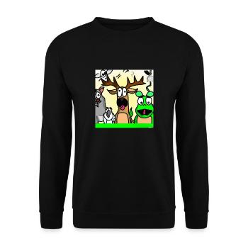Crazy Amimals - Unisex Pullover - Schwarz - Vorne - Alina (178cm) & Michal (187cm)