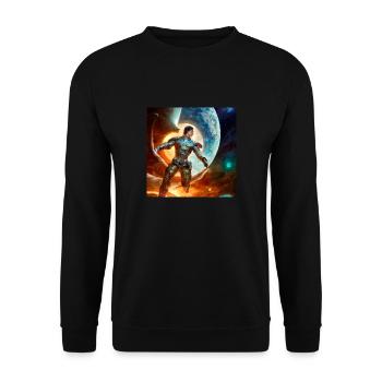 Series Virtual Space man sun galaxy - Unisex Pullover - Schwarz - Vorne - Alina (178cm) & Michal (187cm)