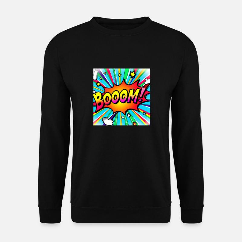 regenbogenstrahl comic style mit kaboom - Unisex Pullover - Schwarz