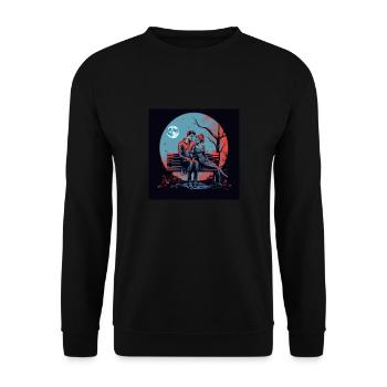 Verliebtes Vampir Paar - Unisex Pullover - Schwarz - Vorne - Alina (178cm) & Michal (187cm)
