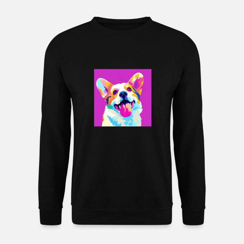 Crazy Corgi Pop-Art - Unisex Pullover - Schwarz