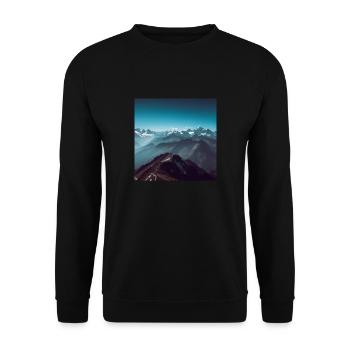 Berglandschaft - Unisex Pullover - Schwarz - Vorne - Alina (178cm) & Michal (187cm)