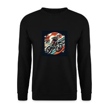 Retro Track Moto - Unisex Pullover - Schwarz - Vorne - Alina (178cm) & Michal (187cm)