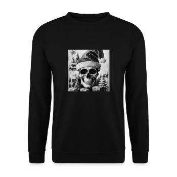 Christmas Skull - Unisex Pullover - Schwarz - Vorne - Alina (178cm) & Michal (187cm)
