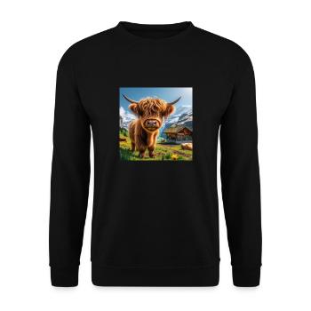 Highland cow, looking even cuter and sweeter - Unisex Sweatshirt - black - Front - Alina (178cm) & Michal (187cm)
