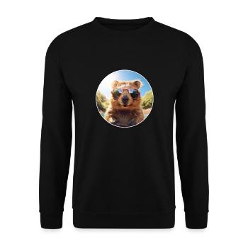 Keep smiling Quokka - Unisex Pullover - Schwarz - Vorne - Alina (178cm) & Michal (187cm)