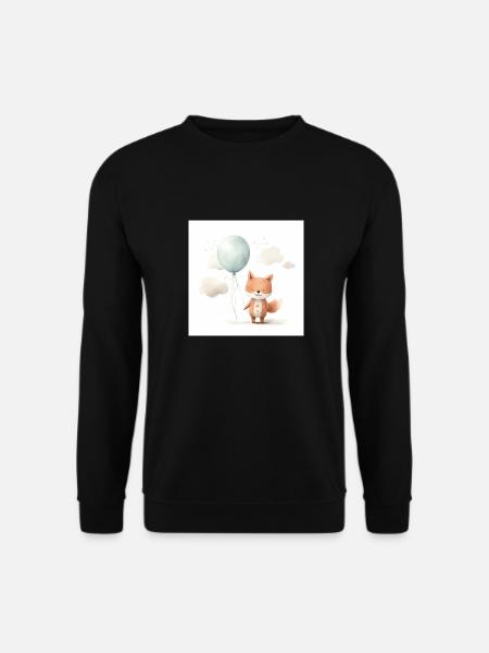 A cute fox clipart holding a balloon organic forms - Unisex Pullover - Schwarz