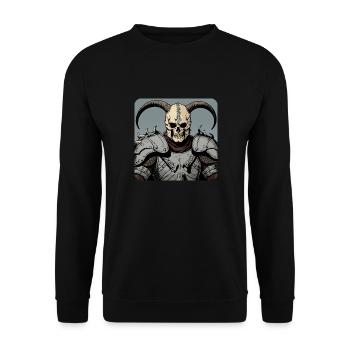 Viking warrior with skull mask and horns - Unisex Sweatshirt - black - Front - Alina (178cm) & Michal (187cm)