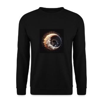 Abstrakte Kunst Mond - Unisex Pullover - Schwarz - Vorne - Alina (178cm) & Michal (187cm)