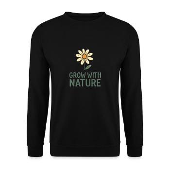 Grandir avec la nature – Flower Power - Sweat-shirt Unisexe - noir - Devant - Alina (178cm) & Michal (187cm)