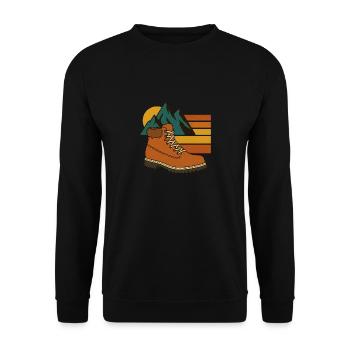 Step Wild – Retro Hiking Spirit - Unisex Pullover - Schwarz - Vorne - Alina (178cm) & Michal (187cm)
