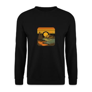 Golden Escape – Retro Nature Mood - Unisex Pullover - Schwarz - Vorne - Alina (178cm) & Michal (187cm)