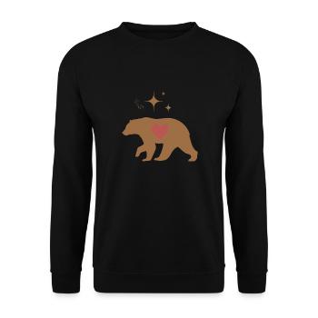 Ourse avec cœur - Sweat-shirt Unisexe - noir - Devant - Alina (178cm) & Michal (187cm)