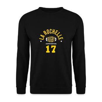Rugby La Rochelle supporter Rochelle 17 - Sweat-shirt Unisexe - noir - Devant - Alina (178cm) & Michal (187cm)