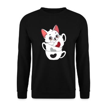 Niedlicher Polarfuchs - Unisex Pullover - Schwarz - Vorne - Alina (178cm) & Michal (187cm)
