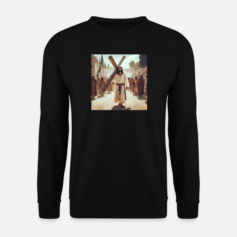 Jesus trägt das Kreuz - Unisex Pullover - Schwarz