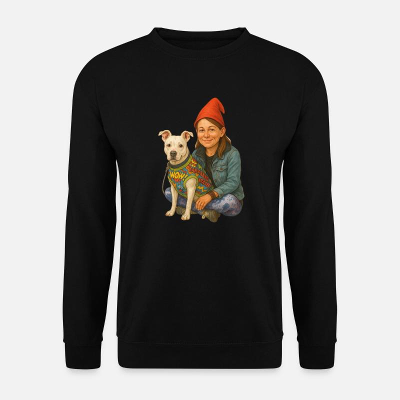 Zwerg mit Hund - Unisex Pullover - Schwarz