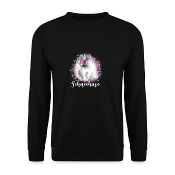 schneehase ,rosa,rosa,skifahren,ski,hase - Unisex Pullover - Schwarz - Vorne - Alina (178cm) & Michal (187cm)